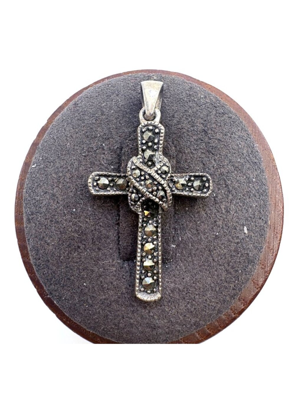 Marcasite Cross Pendant Sterling Silver 925 Size 1.25" Length